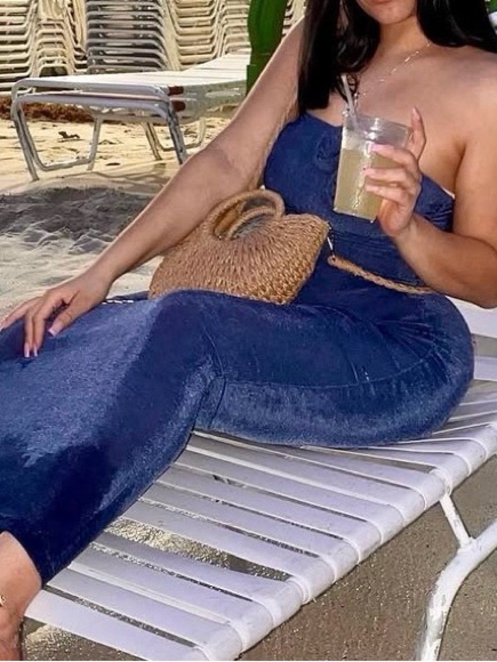 Strapless Navy Blue two piece set